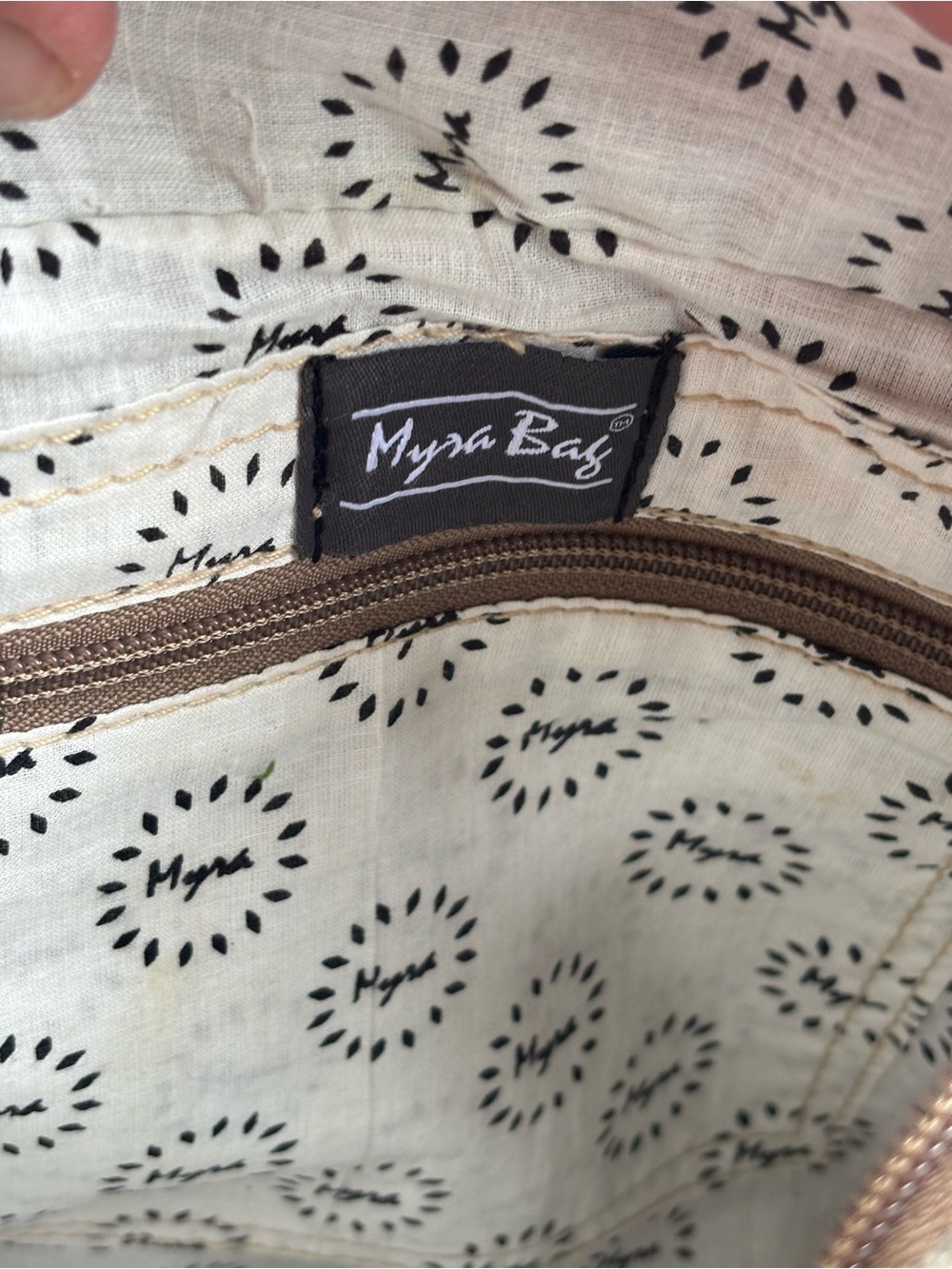 Myra Vintage-Inspired Beige Canvas Crossbody Bag with Leather Accents - Picture 5 of 11